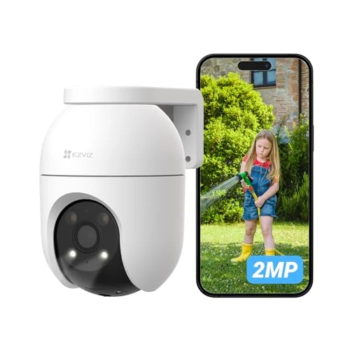 EZVIZ C8c 2MP Zewnętrzna kamera nadzorująca WiFi 360° z funkcją automatycznego śledzenia zoomu, wykrywanie kształtu człowieka, kolorowy noktowizor, dwukierunkowy dźwięk, wodoodporny IP65, aktywna