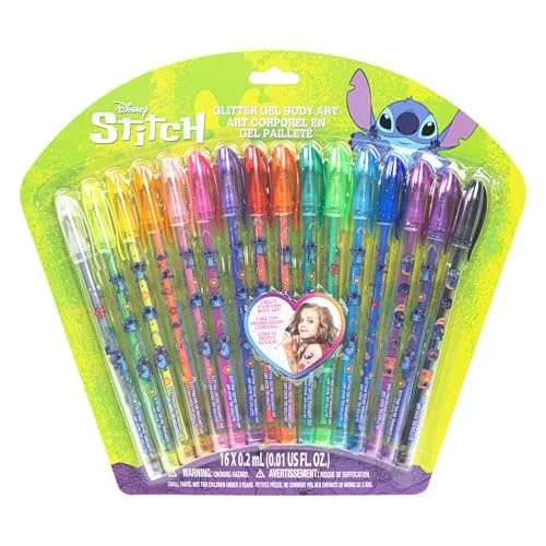 Limitiertes Angebot: 16-teiliges set mit Glitzerstiften zum Bemalen des Körpers in glitzernden und leuchtenden Farben von Townley Girl, für Kinder ab 3 Jahren (Stitch) von 12.99 EUR auf 7.59 EUR (Spare 42%)