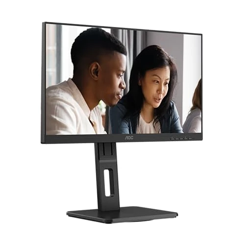AOC 22E2UMF - 22 Zoll Full HD Monitor, höhenverstellbar, Lautsprecher, Adaptive Sync (1920x1080, 75 Hz, 4 ms, VGA, HDMI, DP, USB Hub) schwarz