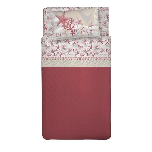 PENSIERI DELICATI Beddengoedset voor Frans bed, 100% katoen, beddengoedset voor Frans bed, 120 x 200 cm, inclusief hoeslaken, dekbedovertrek en 1 kussensloop, gemaakt in Italië, motief: marineblauw