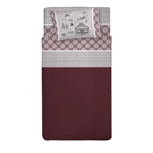 PENSIERI DELICATI Bettwäsche-Set für Einzelbett, 100% Baumwolle, Bettwäsche-Set für Einzelbett, 90 x 200 cm, inklusive Spannbettlaken, Bettlaken und 1 Kissenbezug, hergestellt in Italien, Motiv: