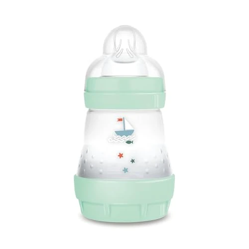 MAM Easy Start - Biberón anticólicos de 160 ml, lactancia mixta, reduce las burbujas de aire y cólicos, accesorio autoesterilizante para bebé, con tetina tamaño 1, azul claro