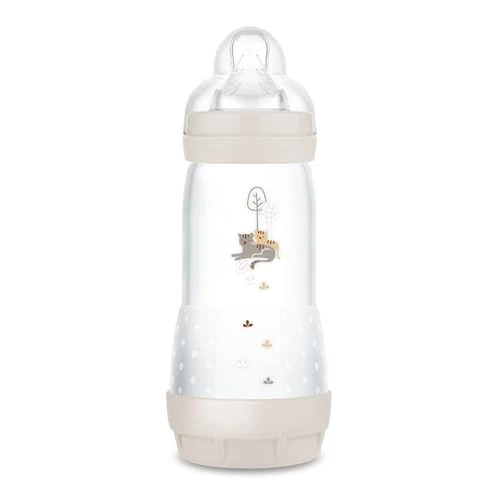 Offerta a tempo: MAM Biberon Easy Start 320 ml, Biberon anticolica per allattamento misto, Riduce le bolle d'aria e il rischio di coliche, Accessori neonati 4+ mesi autosterilizzanti e con tettarella misura 3, Beige - 15% da 14.99 € a 12.69 €