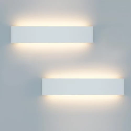 KICAAO 2 Pezzi Lampada Interno LED moderne Applique da Parete Illuminazione Luce Alluminio 40cm 16W per Casa Soggiorno Camera da Letto Scale, 3000K Bianco Caldo