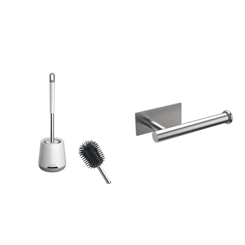 Offre limitee: Ibergrif Brosse Toilette Silicone - Anti-Goutte, Antibactérienne, Brosse WC Ventilée, Séchage Rapide, Support Mural/Portable, Blanc, Silicone, Acier Inoxydable 304, Porte-Papier Toilette Gris de 16.78 EUR a 15.77 EUR (economie 6%)