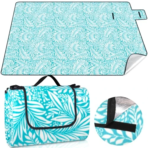 JAMATA Picnic Blanket, 200 x 200 cm, Water Resistant Washable,No Sand,Light,Compact Thick,Beach Blanket for Outdoor Camping Camping Park, Garden