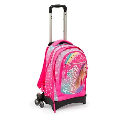 Giochi Preziosi Barbie - Trolley Backpack with 3 Wheels East with Smart Click System Comfort Back Back, Padded Straps, Front and Inner Pocket Dim. 31 x 43 x 17 (+9) cm, Capacity 35 Litres,