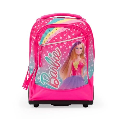 Offerta a tempo: Giochi Preziosi Barbie - Trolley 2 Ruote Tasca Frontale E Interna,Maniglia In Tessuto E Telescopica,Ruote Carrello Rinforzate E Copriruote Sagomate Dim 34X47X23 capacità Lt 36 - 3% da 63.97 € a 61.86 €