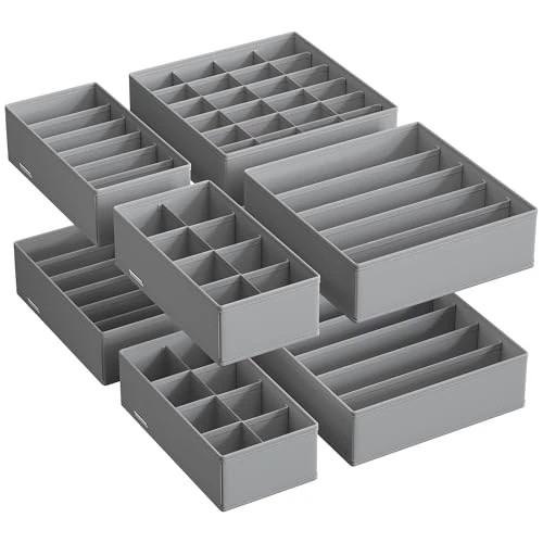 SONGMICS 8 lade-verdelers, opvouwbare ondergoedorganizer, voor beha's, slipjes, sokken en stropdassen, opbergdozen van stof voor kasten, duifgrijs, RUS008G01