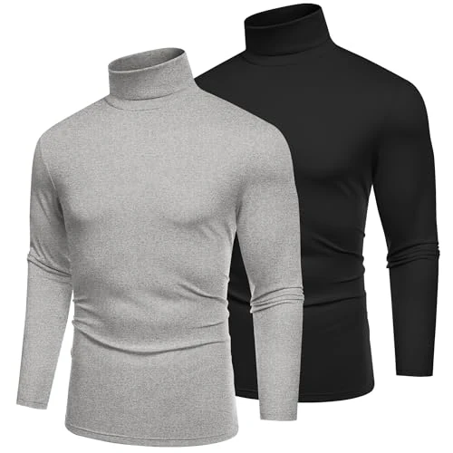 Offre limitée : COOFANDY Pull Col Roulé Homme T-Shirt Manches Longues Gris Clair/Noir L de 24.99 € à 24.99 € (0.00% de remise)
