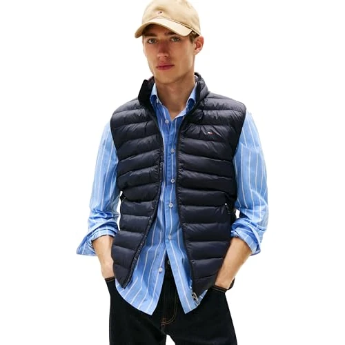 Tommy Hilfiger Chaleco reciclado para hombre, MW0MW39989, azul, XXL, Azul (Desert Sky), XXL