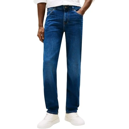 Zeitlich begrenztes Angebot: Tommy Hilfiger Herren Jeans Hose Denton Straight Leg mit Stretch, Blau (Dark Blue), 35W/36L von 131.29 € auf 34.97 € (73.36% Rabatt)