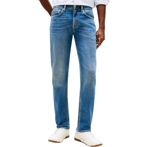 Tommy Hilfiger Straight Denton Jeans Washes Vaqueros, Denim (Light Blue), 34W / 34L para Hombre