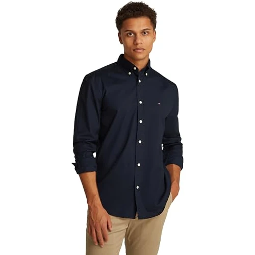 Oferta limitada: Tommy Hilfiger Core Flex Poplin Solid RF Shirt MW0MW39988 L/S Camisa para Hombre, Azul, S, Azul (Desert Sky), S de 79.90 € a 74.61 € (ahorro 7%)