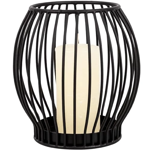Portacandele Gadgy nero - Grande portacandele per candele - Portacandele nero - Decorazione per il salotto a base di candele - Decorazione per candele in metallo - Lanterna nera - 14,5 x 15 cm
