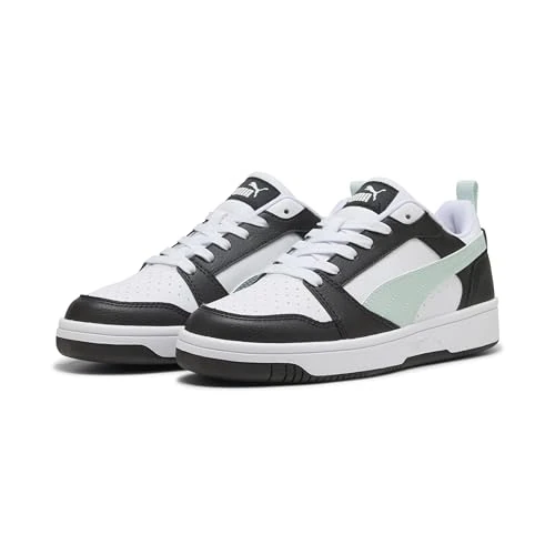 PUMA Unisex Rebound V6 Low Sneaker, czarno-spokojny niebieski biały, 38 EU, Puma Czarny spokojny niebieski PUMA biały, 38 EU