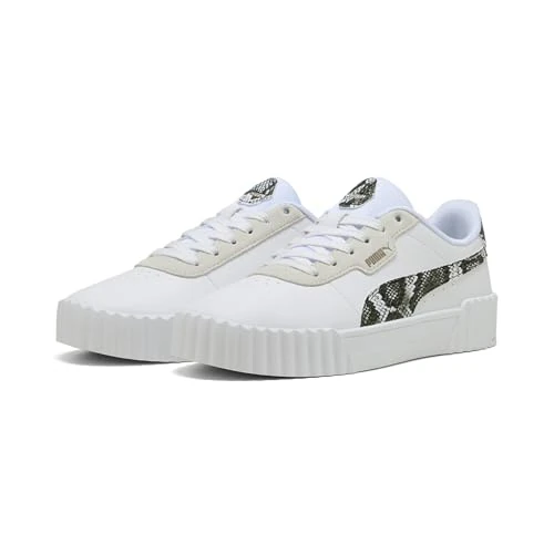 Offre limitee: Puma Carina 3.0 Snake Chic, Basket Femelle, Puma White-Vapor Gray-Puma Aged Silver, de 64.95 EUR a 42.42 EUR (economie 35%)