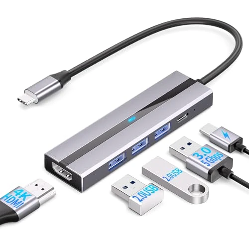 Limitiertes Angebot: USB C Hub (5 in 1) Aluminiumgehäuse, Hub Hdmi, Typ C zu USB-C PD100W, 4K HDMI, USB 3.0, 2 x USB 2.0 von 13.10 EUR auf 13.10 EUR (Spare 0%)