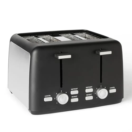Offerta a tempo: Amazon Basics Tostapane 4 Fette con 7 Livelli di Doratura e Vassoio Raccogli Briciole Estraibile, Slot Extra Larghi, 1500W, Nero - 15% da 39.94 € a 33.87 €