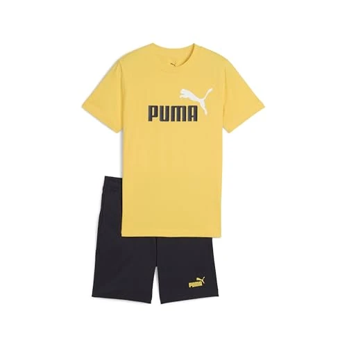 PUMA ESS 2 COLOR No. 1 Logo Tee and Shorts Set B, Costumes tricotés Garçon, Sunny Yellow,
