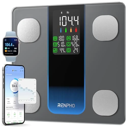 Zeitlich begrenztes Angebot: RENPHO Körperfettwaage, Perensonwaage Digital Körperanalysewaage mit 7-in-1-Großdisplay für BMI, Körperfett, Muskelmasse, 13 Körpermesswerten, hochpräzise Bluetooth-Waage mit Körperfett von 39.99 € auf 39.99 € (0.00% Rabatt)