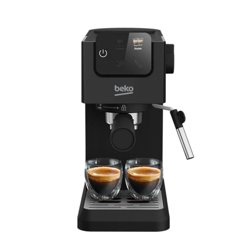 Beko - CEP5302B - Manual espresso coffee maker, built-in milk frother, 1.1 L, 15 bar - Black, 14.5 x 42.5 x 35.5 h cm