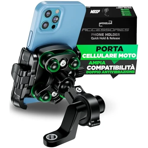 Uchwyt Telefonu Moto【Podwójna Technologia Antywibracyjna】 z aluminiowym pierścieniem i platformą MocowanieTelefonu Motocyklowego 5,4–7,2" Uchwyt Telefon Rower【Szybkie Zwolnienie】