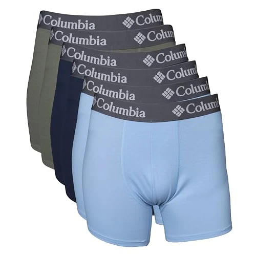 Columbia 6 Pack Performance Boxer Brief Ropa Interior de Hombres, Azul Claro/Azul Marino/Verde Piedra, L (Pack de 6)