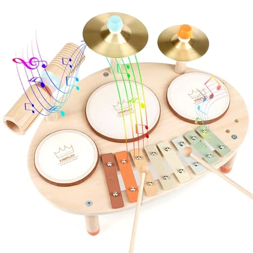 Offre limitee: Vanplay Tambour Jouet Bebe Instrument de Musique Enfant Jouet en Bois Montessori Jouets Musicaux Jouet Enfant Cadeau Fille Garçons 3 4 5 Ans de 42.00 EUR a 34.39 EUR (economie 18%)