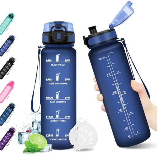 Oferta limitada: KollyKolla Botella Agua Deporte - Botella Niño 500ML, Botellas sin BPA, Prueba de Fugas, con Marcador de Tiempo de Motivación, Cantimplora para Niños, Adulto, Gimnasio, Bicicleta, Escuela, Oficina de 12.99 EUR a 12.99 EUR (ahorro 0%)