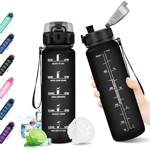 Zeitlich begrenztes Angebot: KollyKolla Trinkflasche 500ml Kinder, Trinkflasche Kohlensäure Geeignet, Trinkflasche mit Zeitmarkierung, BPA-Frei, Auslaufsicher Wasserflasche, flasche für Kinder, Fahrrad, Schule, Outdoor, Fahrrad von 12.99 € auf 12.02 € (7%