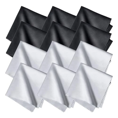 12 paños de limpieza para gafas de calidad óptica, 20 x 20 cm, microfibra, extrasuaves y absorbentes