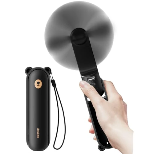 Offerta a tempo: JISULIFE Ventilatore portatile con Powerbank da 4500 mAh,autonomia massima di 46 ore,ventola tascabile alimentata a batteria,ventola personale pieghevole alimentata tramite USB,3 velocità-Nero - 24% da 20.99 € a 15.95 €
