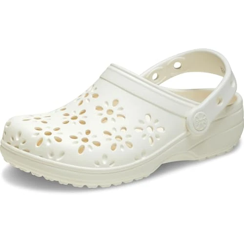 Offerta a tempo: Crocs Classic Floral Cut Out Clog K, Zoccoli Unisex - Bambini e Ragazzi, Chalk, 30/31 EU - 43% da 44.99 € a 25.43 €