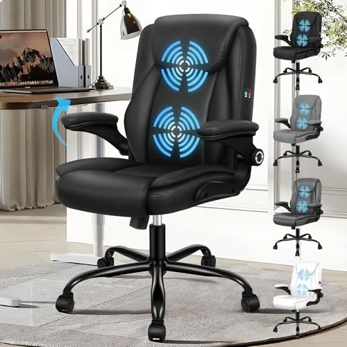 Offerta a tempo: ALFORDSON Sedia Scrivania Ergonomica con Massaggio, Sedia Ufficio Poltrona Girevole ad Altezza Regolabile per Ufficio e Studio Sala Riunioni, Supporto Lombare, Portante di 150 kg, Similpelle(Nera) - 0.00% da 69.99 € a 69.99 €
