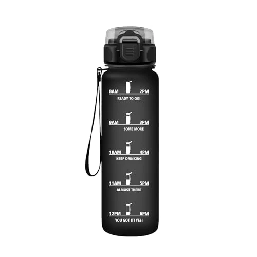 HoneyHolly Gourde 500ML, Étanche & Réutilisable, Gourde Sport, Motivation avec Filtre, Bouteille, Bouteille d'eau, Gourdes pour Gym, Enfant, Adulte, École, Bureau, Yoga, Camping