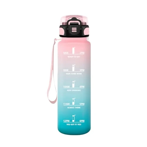 HoneyHolly Gourde Sport, 500ml Étanche & Réutilisable, Gourde Enfant, Motivation avec Filtre Gourde, Bouteille, Bouteille d'eau, pour Gym, enfant, École, Bureau, Yoga
