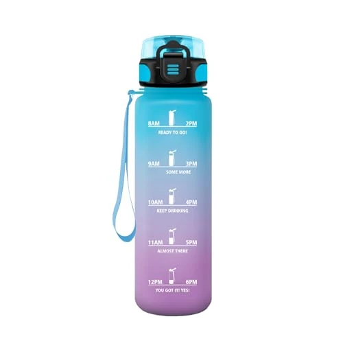 HoneyHolly Gourde Sport, 500ml Étanche & Réutilisable, Gourde Enfant, Motivation avec Filtre Gourde, Bouteille, Bouteille d'eau, pour Gym, enfant, École, Bureau, Yoga