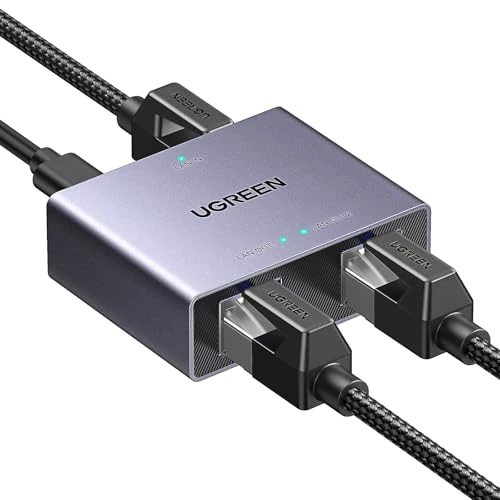 Offerta a tempo: UGREEN Splitter Ethernet Gigabit da 1 a 2 Switch Lan 1000Mbps, Divisore di Internet, Trasmettitore di Rosso RJ45 con Cavo USB C, Compatibile con dispositivi/Hub/Televisori/Router/ADSL - 35% da 21.99 € a 14.29 €