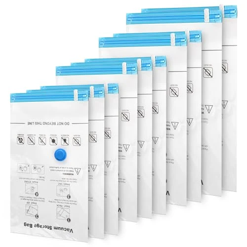 Accenter Vacuümzakken voor kleding, 10 stuks, ruimtebesparend, voor het opbergen thuis, verhuizing en reizen