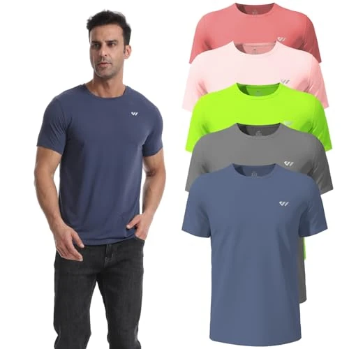 Offerta a tempo: Wulibike Maglietta Sportiva Uomo Manica Corta Traspirante Asciugatura Rapida Palestra Corsa 3/5 Pezzi - 40% da 49.99 € a 29.99 €