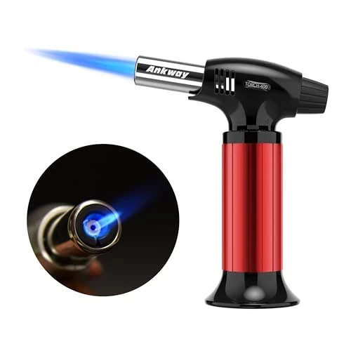 Offerta a tempo: Ankway Bruciatore flamber da cucina, ricaricabile, bruciatore a gas butano regolabile con serratura di sicurezza per crema brulee,butano non incluso (Rosso) - 0.00% da 12.99 € a 12.99 €