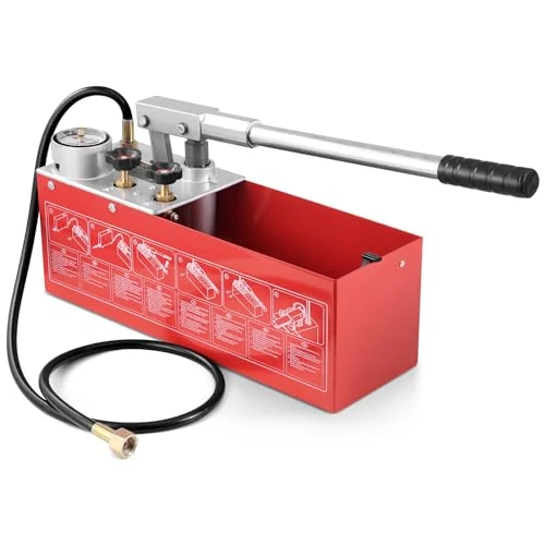 Offerta a tempo: VEVOR Pompa di Prova Idrostatica, Max 25 Bar/362 PSI, Kit Tester Manuale della Pressione dell'Acqua Idraulica a Doppia Valvola con Manometro Serbatoio Acqua da 2,8 Gal, Tubo da 4,6 Piedi - 8% da 75.90 € a 69.90 €
