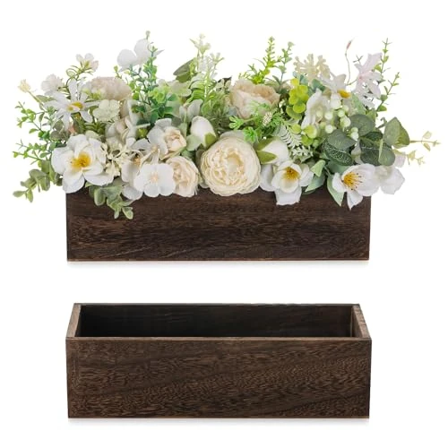 Tijdelijke aanbieding: NUPTIO Houten Centerpieces Rechthoekig Bloembak: 2 Stuks 30cm Tafelmiddenstuk Houten Vaas Rustiek Bruin Lange Dozen voor Huwelijksfeest Kerstdecoraties van 37.81 EUR naar 37.81 EUR (korting 0%)