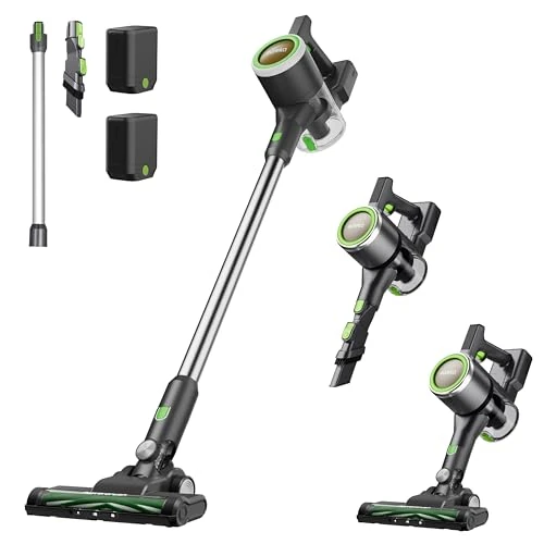 Offerta a tempo: Eureka NEC370 Aspirapolvere Senza Fili, Scopa Elettrica Senza Fili 3 in 1 90AW Aspirazione, 2 Batterie Rimovibili 40x2 Autonomia Minima per Pavimenti duri, Tappeti e Peli di Animali Domestici - 58% da 119.00 € a 49.99 €