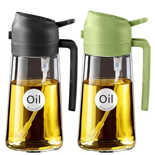 Offerta a tempo: YARRAMATE Spruzzino Olio per Friggitrice Aria 2 in 1 da 2, 470 ml Dosatore Bottiglia e Oliera Spray da Cucina, Accessori Nebulizzatore per Alimenti e Spruzzatore (Nero e Verde) - 11% da 17.99 € a 15.99 €