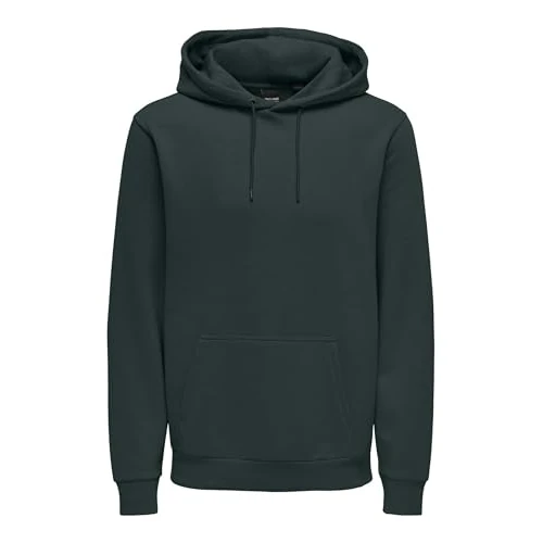 Heren O&S Zachte Kap Hoodie Basis Sweater Jumper ONSCERES, Colour:Green-4, Size:XXL