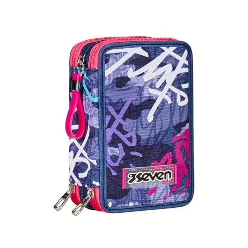 Zeitlich begrenztes Angebot: Seven Federmäppchen, Mäppchen, Mehrfarbig, Federtasche für Schreibwaren, Etui komplett mit Bleistiften, Filzstiften, Schulmaterial, mit 3 Fächern, Mädchen, Schule - Grundschule, XXL violett lila von 27.94 € auf 27.94 € (0.00% 