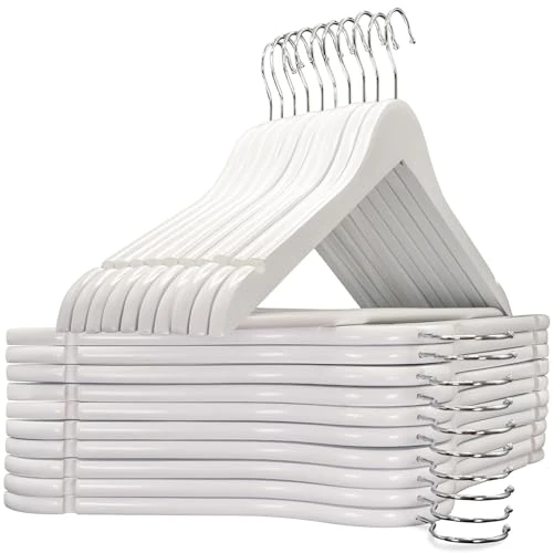 Tijdelijke aanbieding: edihome, houten kleerhanger, 20 set, hanger van massief hout, antislip broekstang, inkepingen in het schoudergedeelte, 360° draaibare haak, voor pakken, overhemden (Wit, 20 eenheden) van 26.99 € naar 26.99 € (0.00% korting)