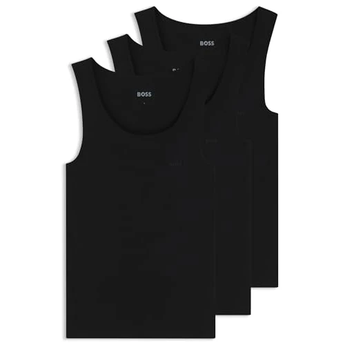 BOSS Tanktop3p Ribclassic, Canotta Uomo, Nero (Black 001), L